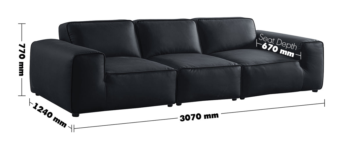 Minimalist Microfiber Leather 4 Seater Sofa FLEECE Size Chart