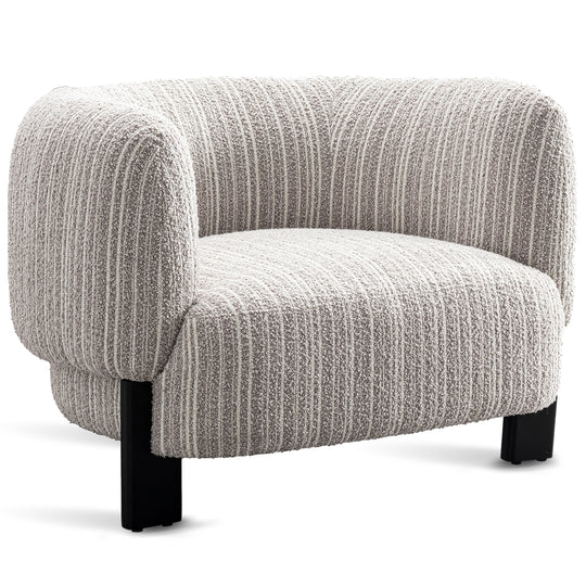 Japandi mixed weave fabric 1 seater sofa embrace in white background.