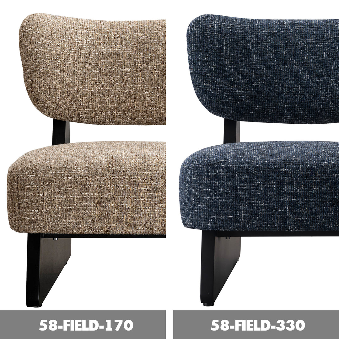 Modern mixed weave fabric 1 seater sofa lange color swatches.