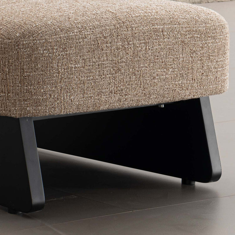 Scandinavian mixed weave fabric 1 seater sofa lange in details.