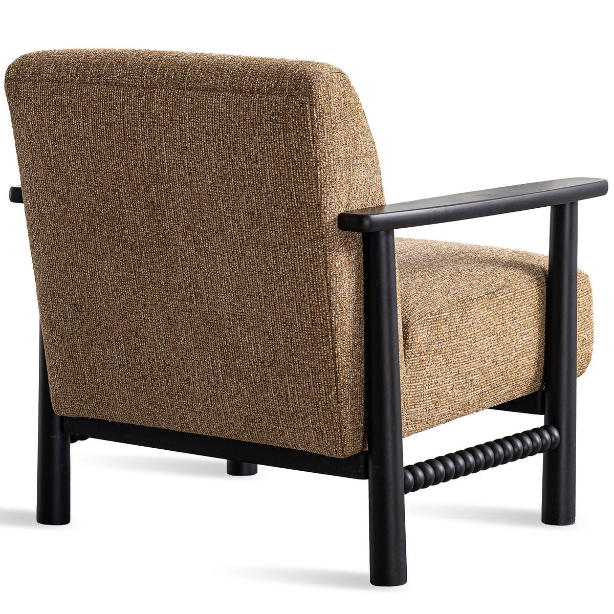 Scandinavian mixed weave fabric 1 seater sofa neman in still life.