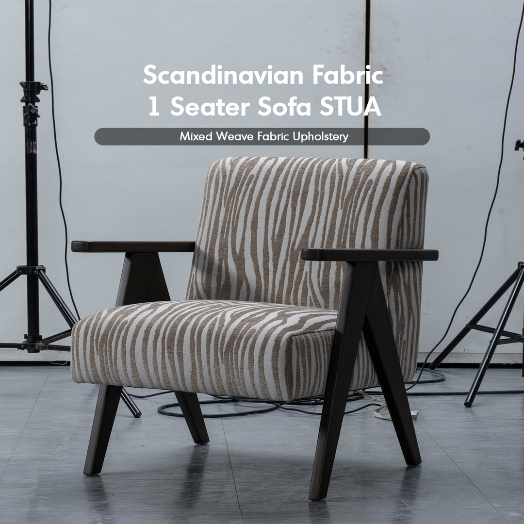 Scandinavian Mixed Weave Fabric 1 Seater Sofa STUA