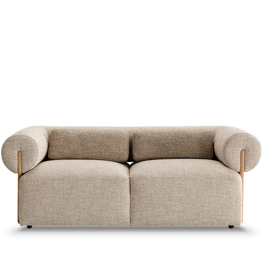 Scandinavian mixed weave fabric 2 seater sofa lange in white background.