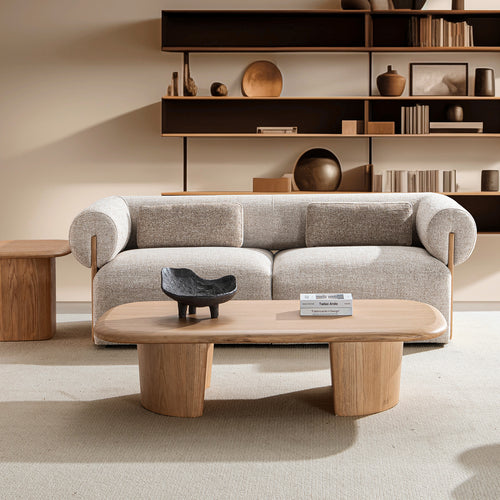 Scandinavian Mixed Weave Fabric 2 Seater Sofa LANGE Good to Know Preview-1