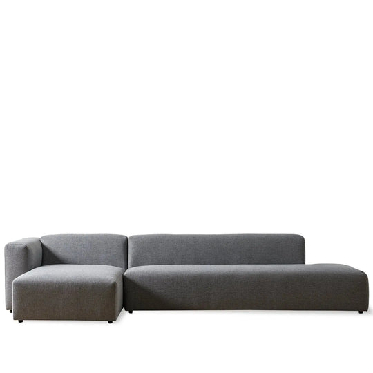 Minimalist mixed weave fabric l shape sectional sofa pavilion 3+l in white background.