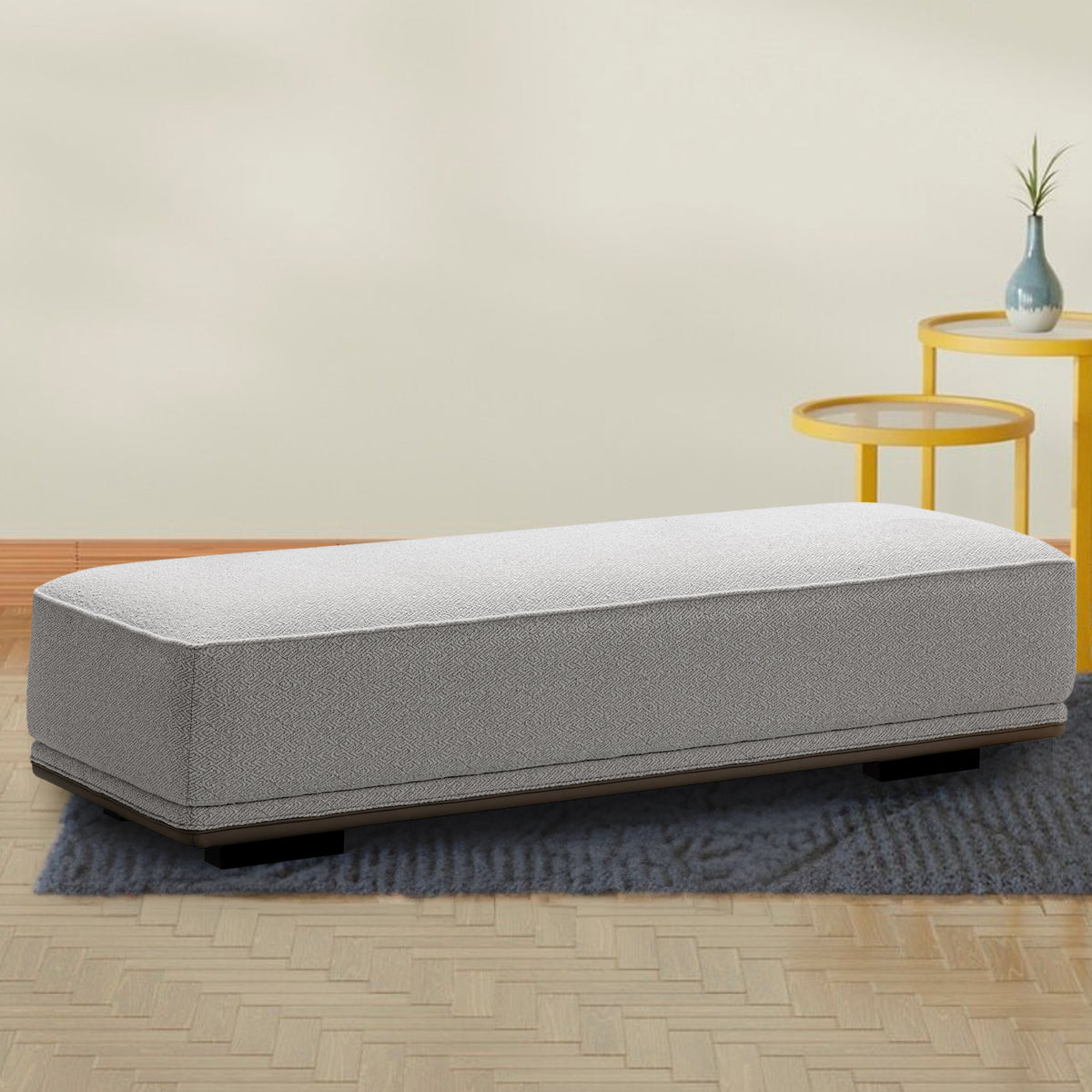 Minimalist mixed weave fabric modular ottoman eleganza l primary product view.