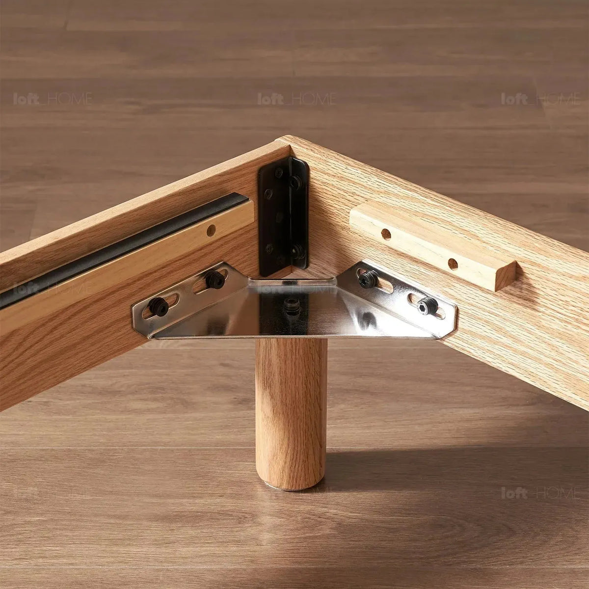 Scandinavian oak wood platform bed grimm detail 5.