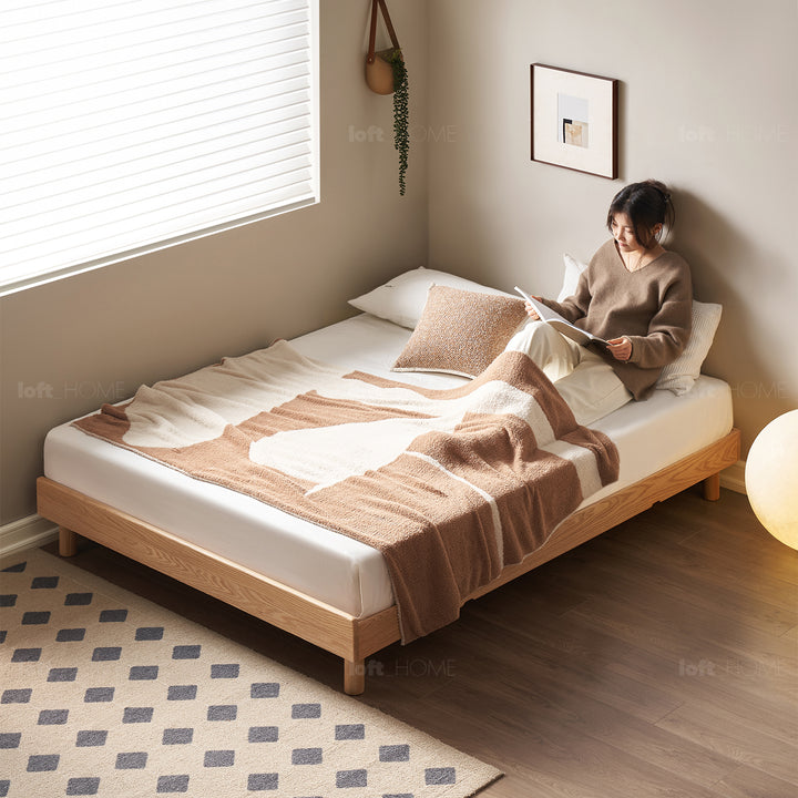 Scandinavian Oak Wood Platform Bed GRIMM