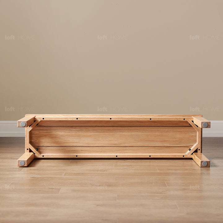 Scandinavian oak wood bench ligna in still life.