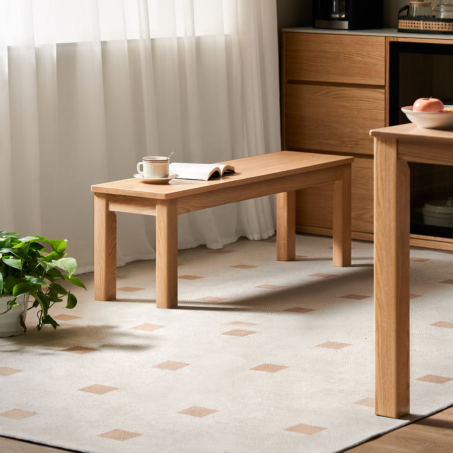 Scandinavian oak wood bench ligna primary product view.