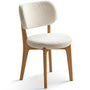 Scandinavian Oak Wood Boucle Fabric Cover Removable Dining Chair CLOUD