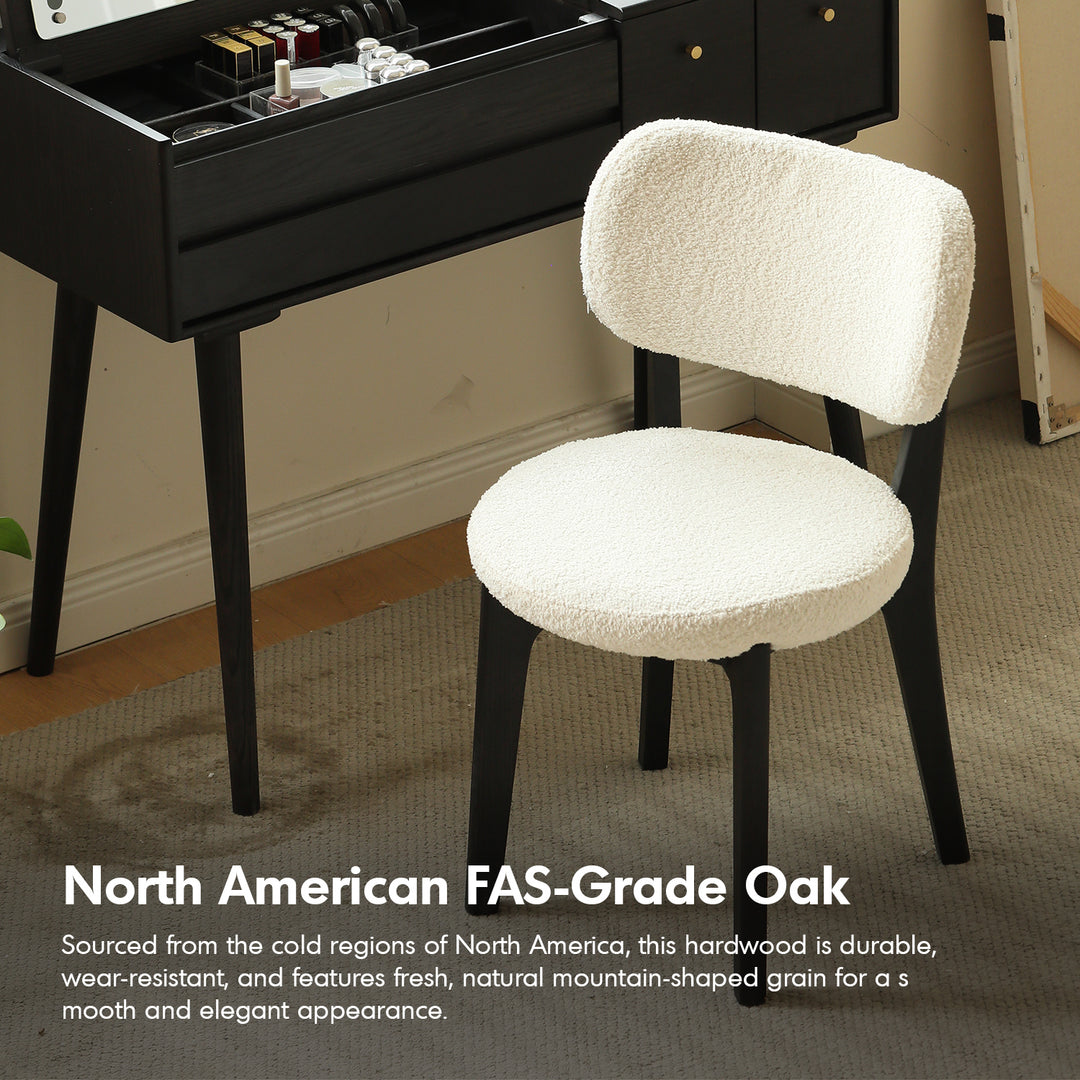 Scandinavian oak wood boucle fabric dining chair cloud situational feels.