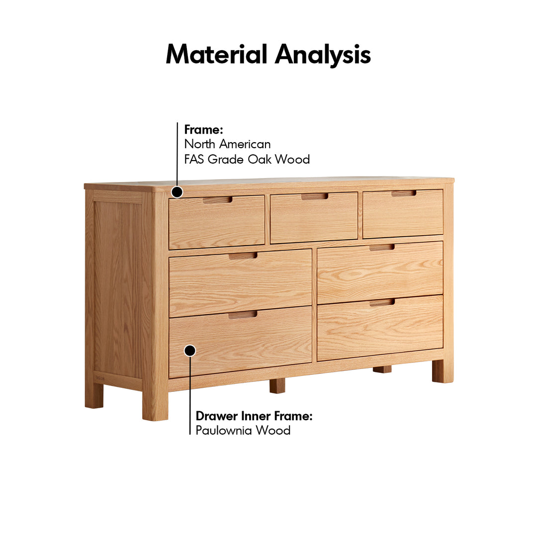 Scandinavian oak wood chest of drawers breeze detail 4.