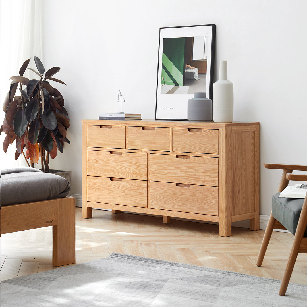 Scandinavian oak wood chest of drawers breeze detail 5.