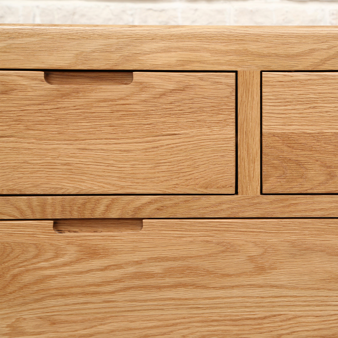 Scandinavian oak wood chest of drawers breeze detail 7.