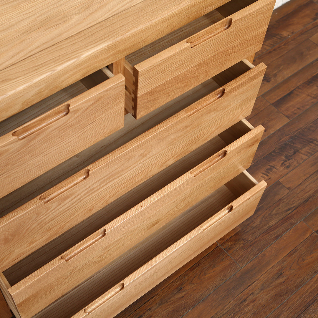 Scandinavian oak wood chest of drawers breeze detail 9.