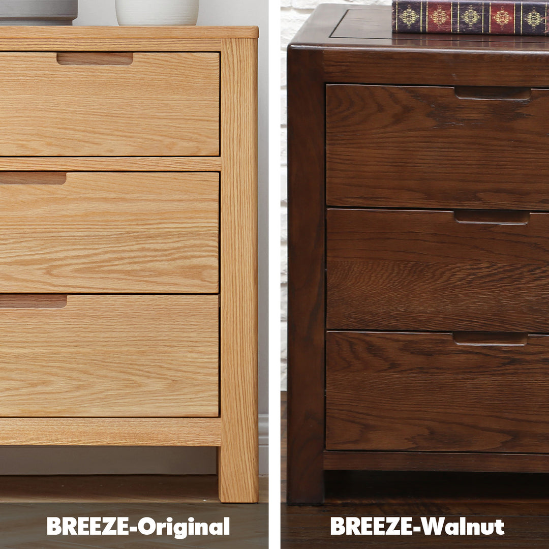 Scandinavian oak wood chest of drawers breeze material variants.