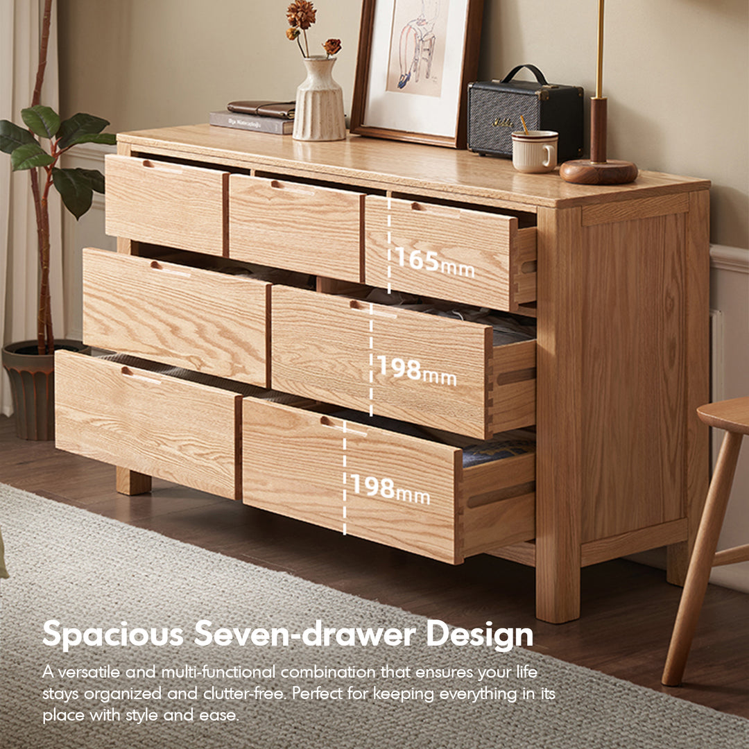 Scandinavian oak wood chest of drawers breeze with context.