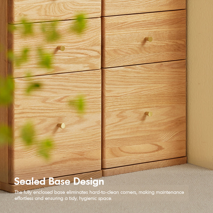 Scandinavian oak wood chest of drawers line detail 2.