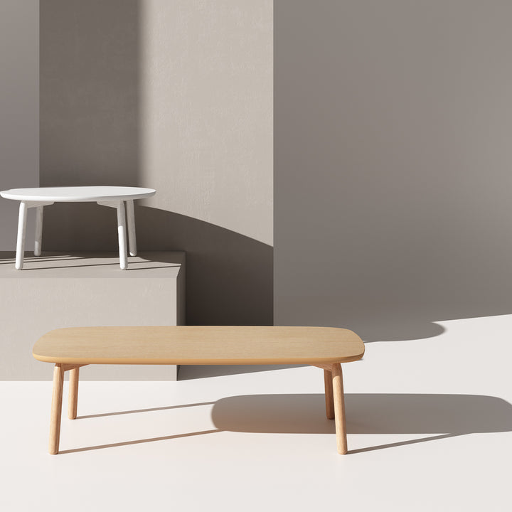 Scandinavian oak wood coffee table may primary product view.