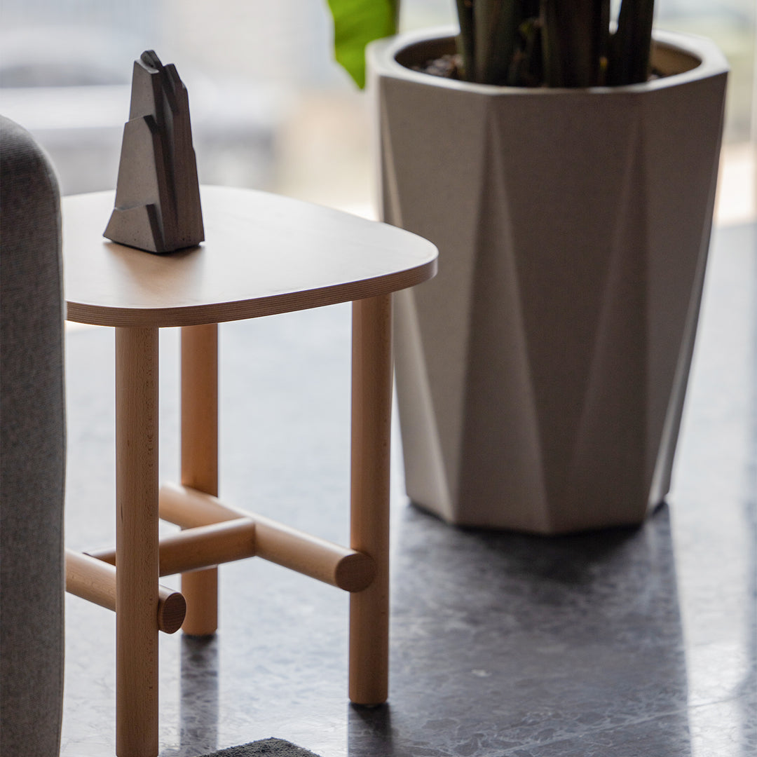 Scandinavian beech wood side table hilda in real life style.