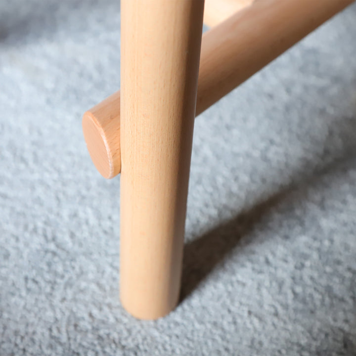 Scandinavian beech wood side table hilda in close up details.