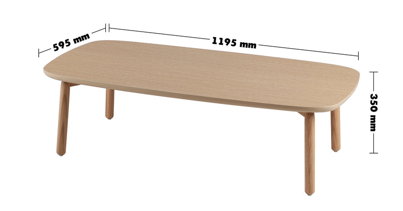 Scandinavian Oak Wood Coffee Table MAY Size Chart