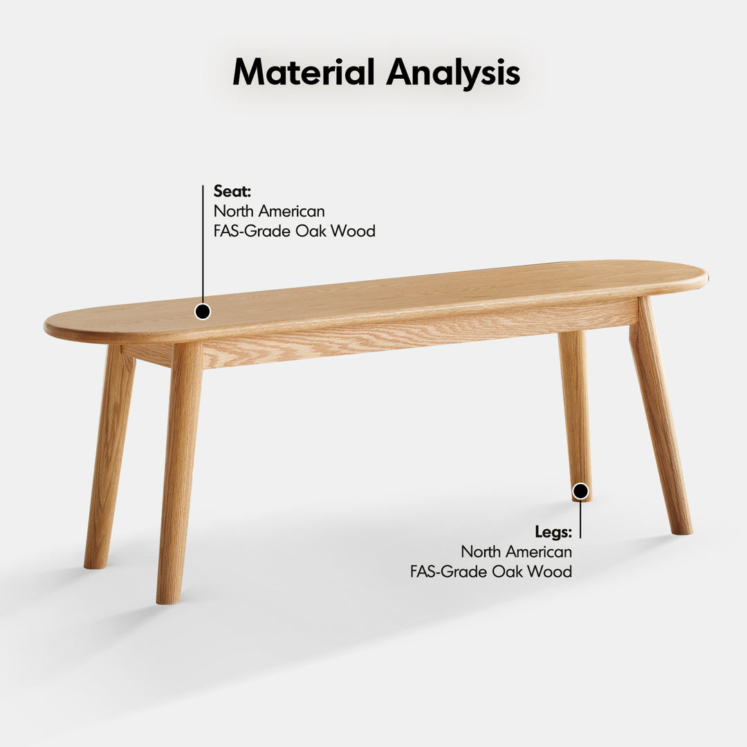 Scandinavian oak wood dining bench arc detail 5.