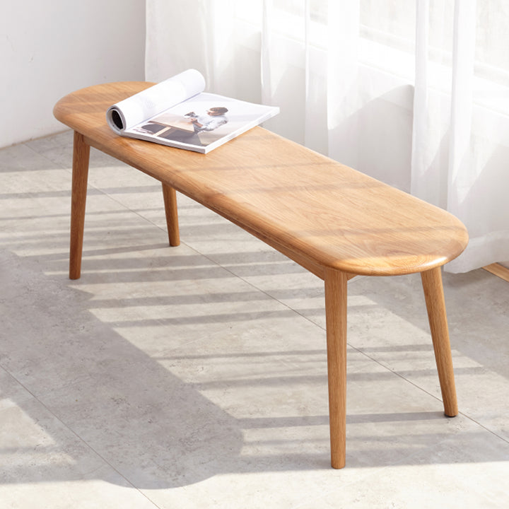 Scandinavian oak wood dining bench arc detail 6.