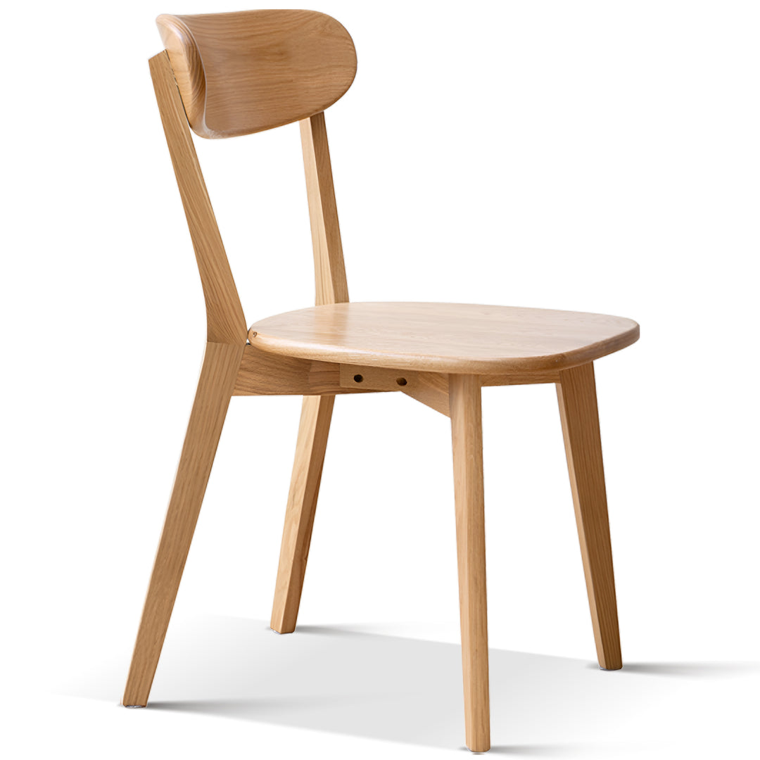 Scandinavian oak wood dining chair elm in white background.