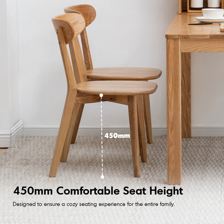 Scandinavian oak wood dining chair elm in panoramic view.