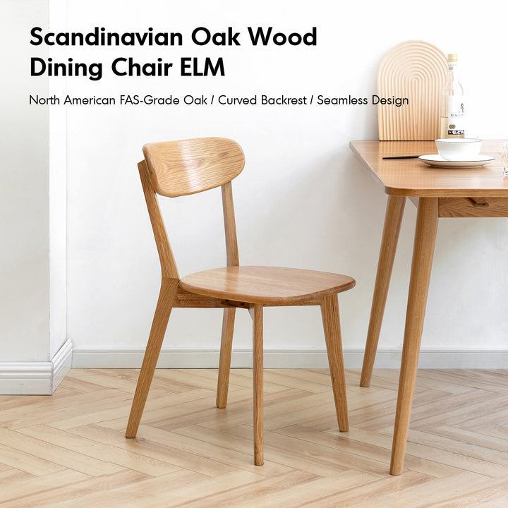 Scandinavian oak wood dining chair elm material variants.