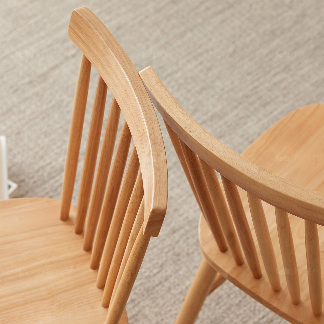 Scandinavian oak wood dining chair windsor in still life.