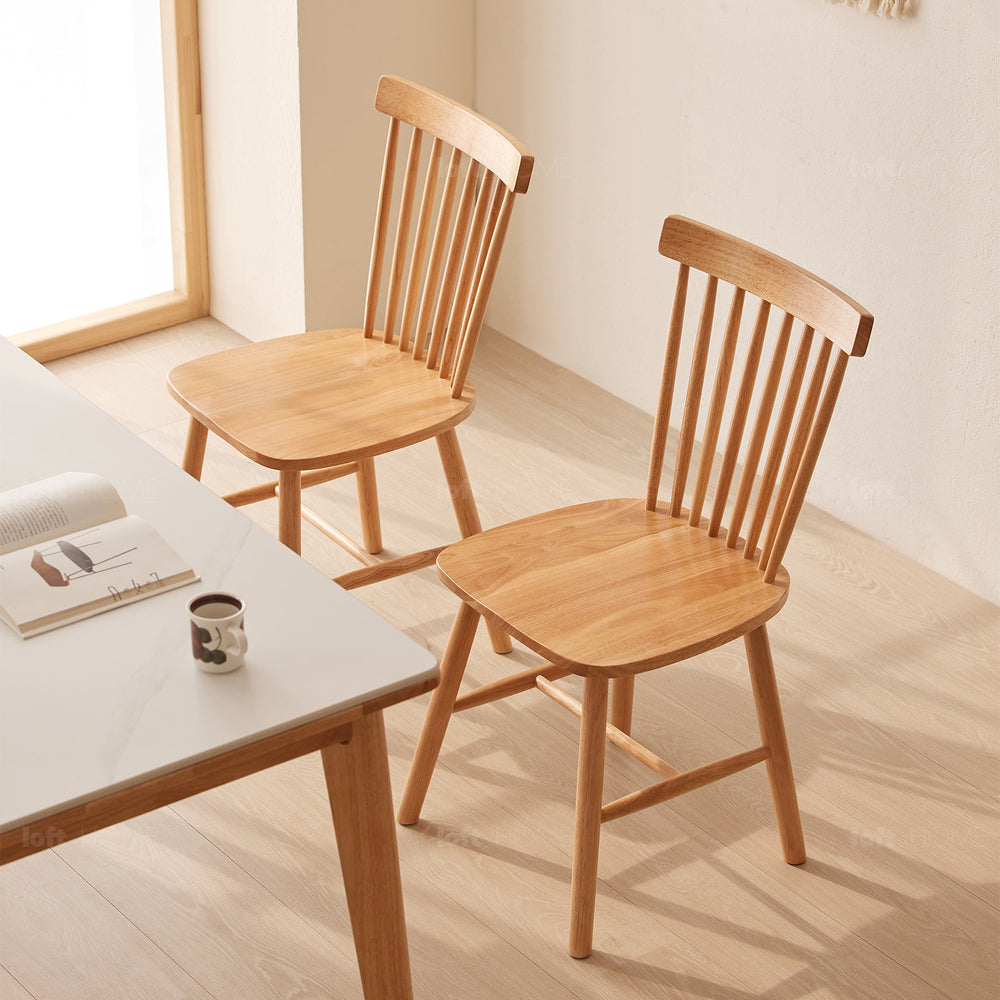 Scandinavian oak wood dining chair windsor primary product view.