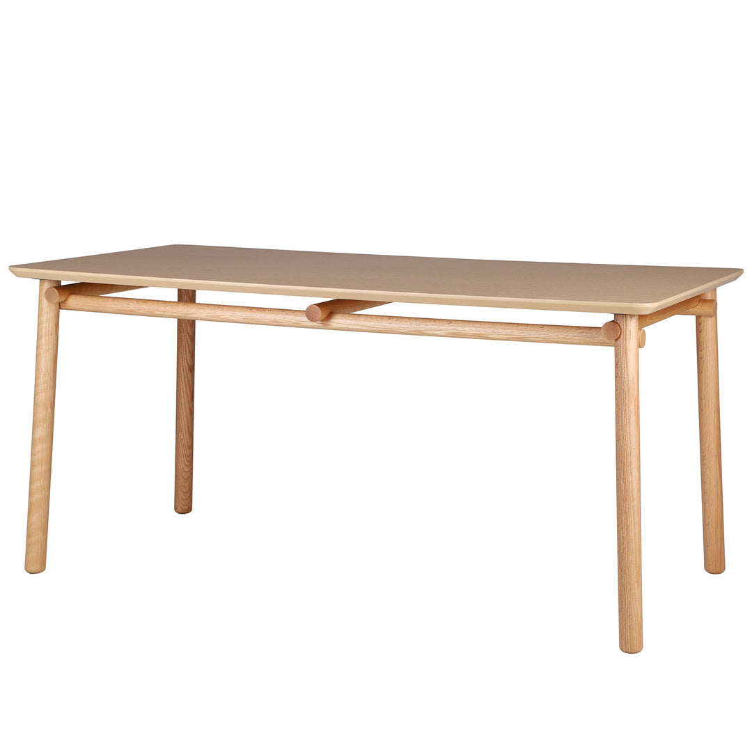 Scandinavian oak wood dining table beem layered structure.