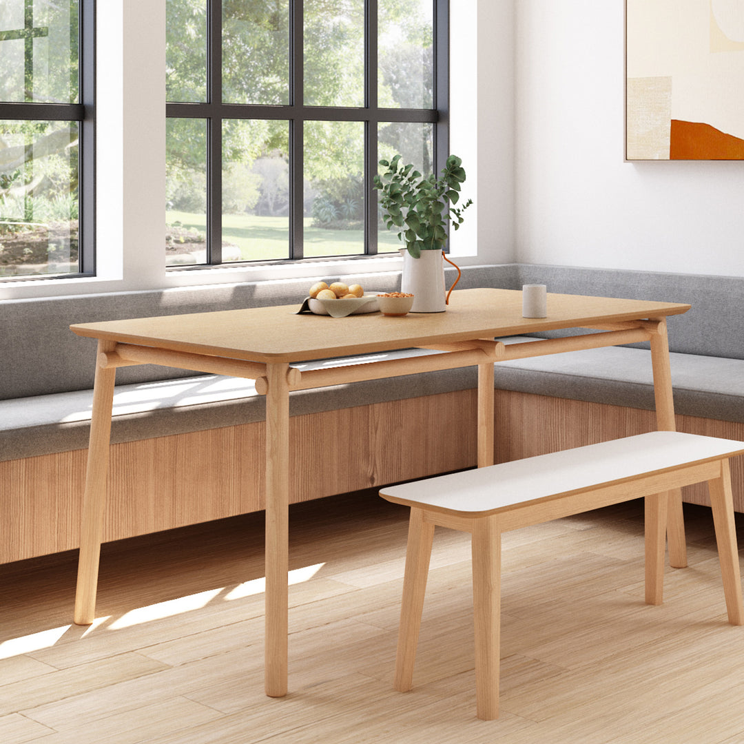 Scandinavian oak wood dining table beem primary product view.