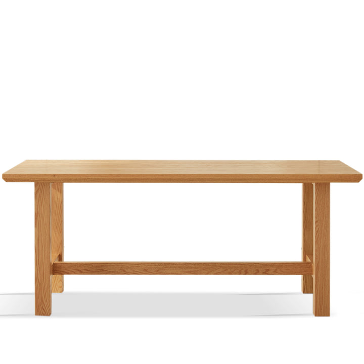 Scandinavian oak wood dining table haven in white background.