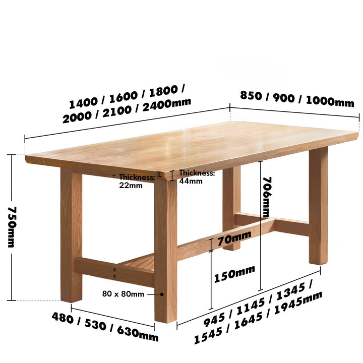 Scandinavian oak wood dining table haven size charts.