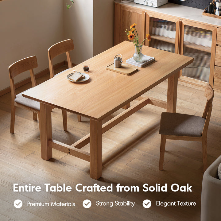 Scandinavian oak wood dining table haven in details.