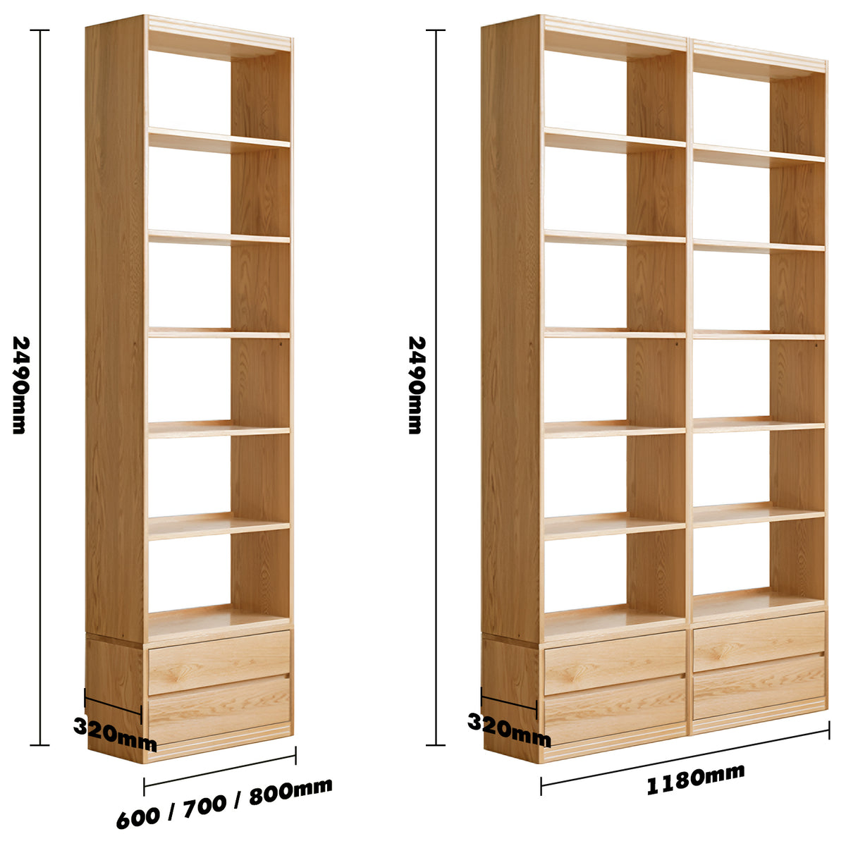 Scandinavian oak wood bookshelf shelfix color swatches.