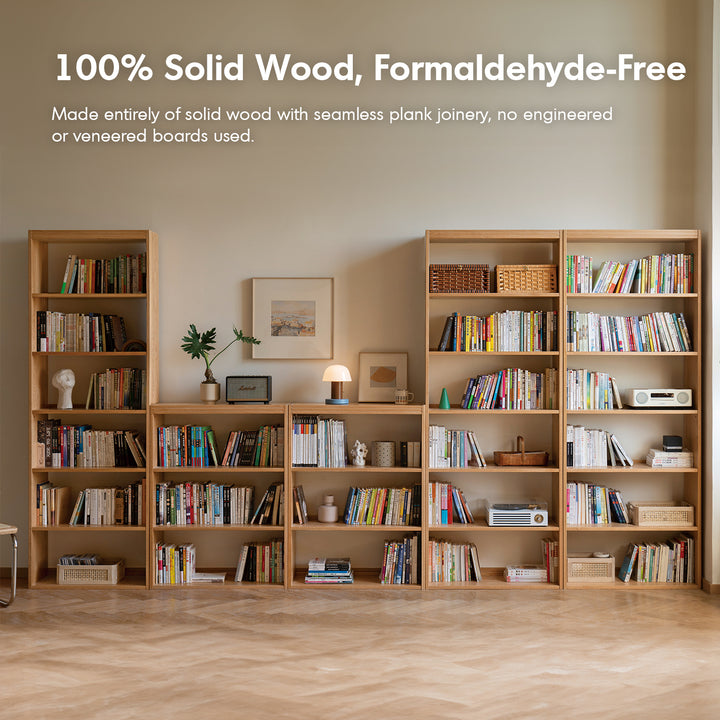 Scandinavian oak wood display shelf bookshelf shelfix in details.