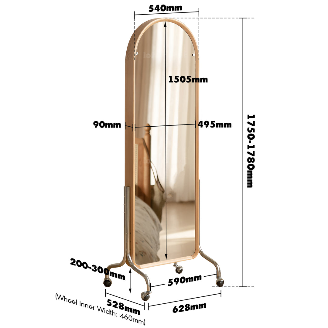 Scandinavian oak wood dressing mirror shelf with caster wheels vista size charts.