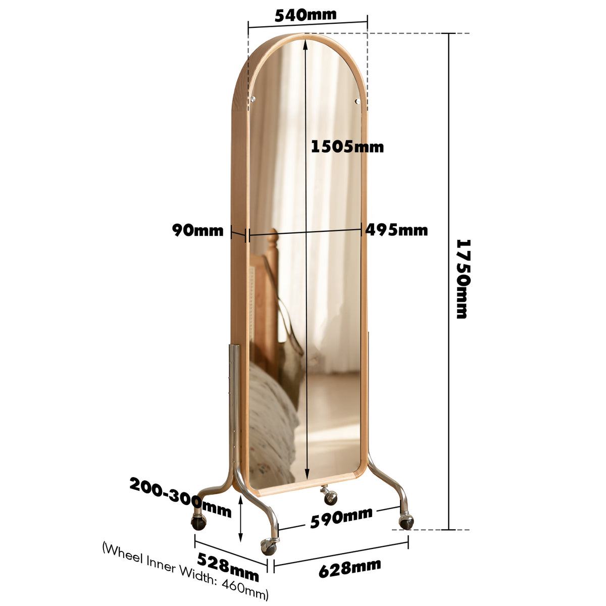 Scandinavian oak wood dressing mirror shelf with caster wheels vista size charts.