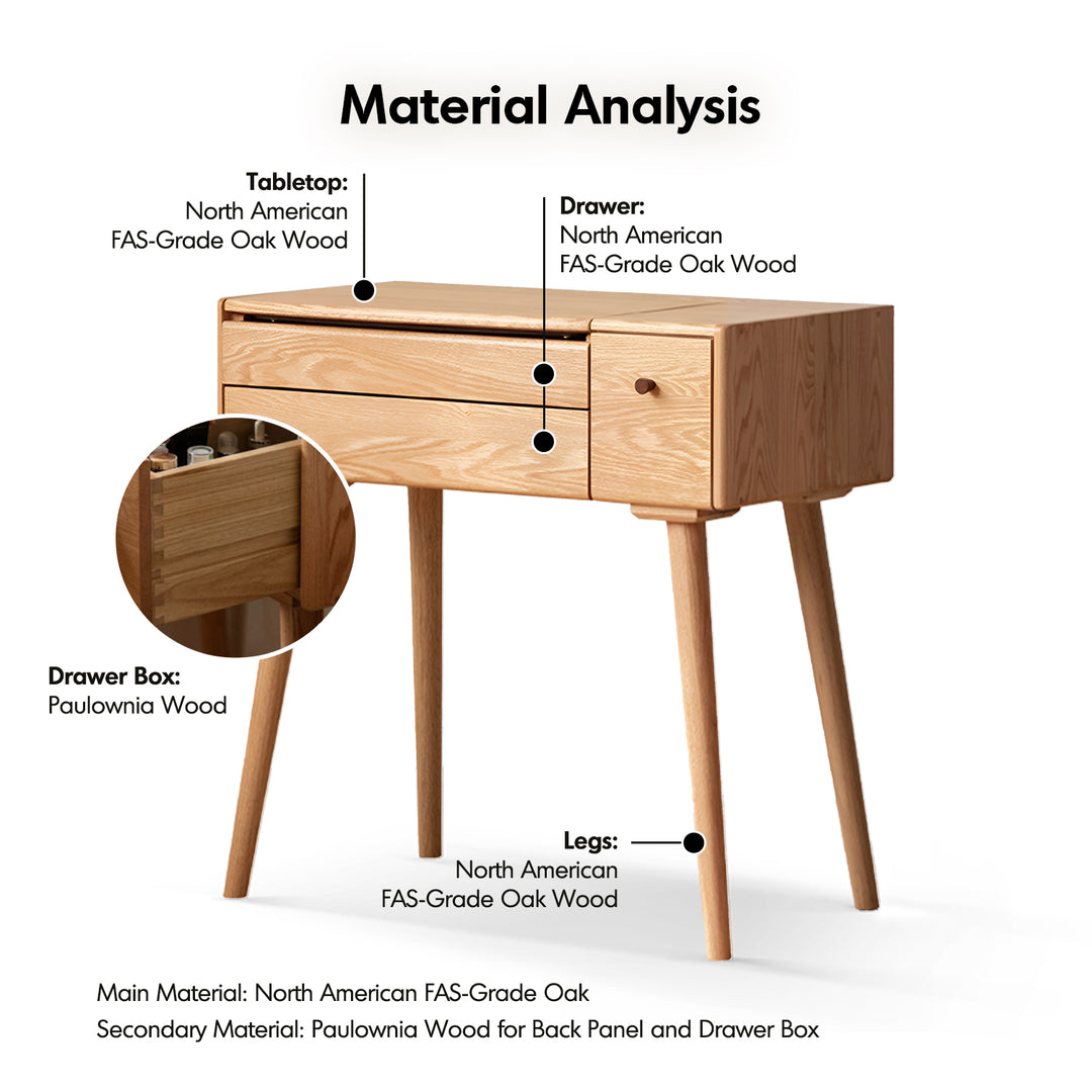 Scandinavian Oak Wood Dressing Table AURA