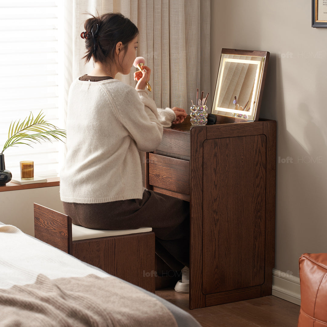 Scandinavian Oak Wood Dressing Table CLASSIC GLAM