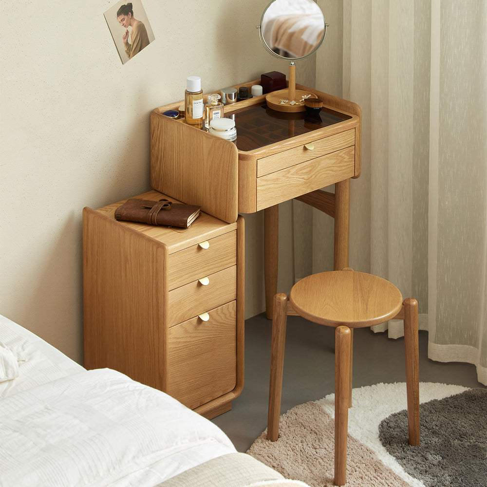 Scandinavian oak wood dressing table with chest of drawers pure primary product view.