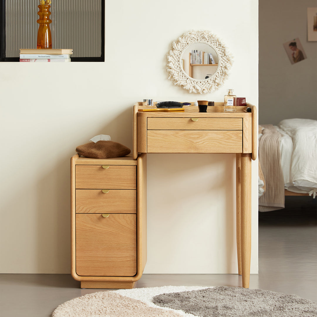 Scandinavian oak wood dressing table with chest of drawers pure detail 6.