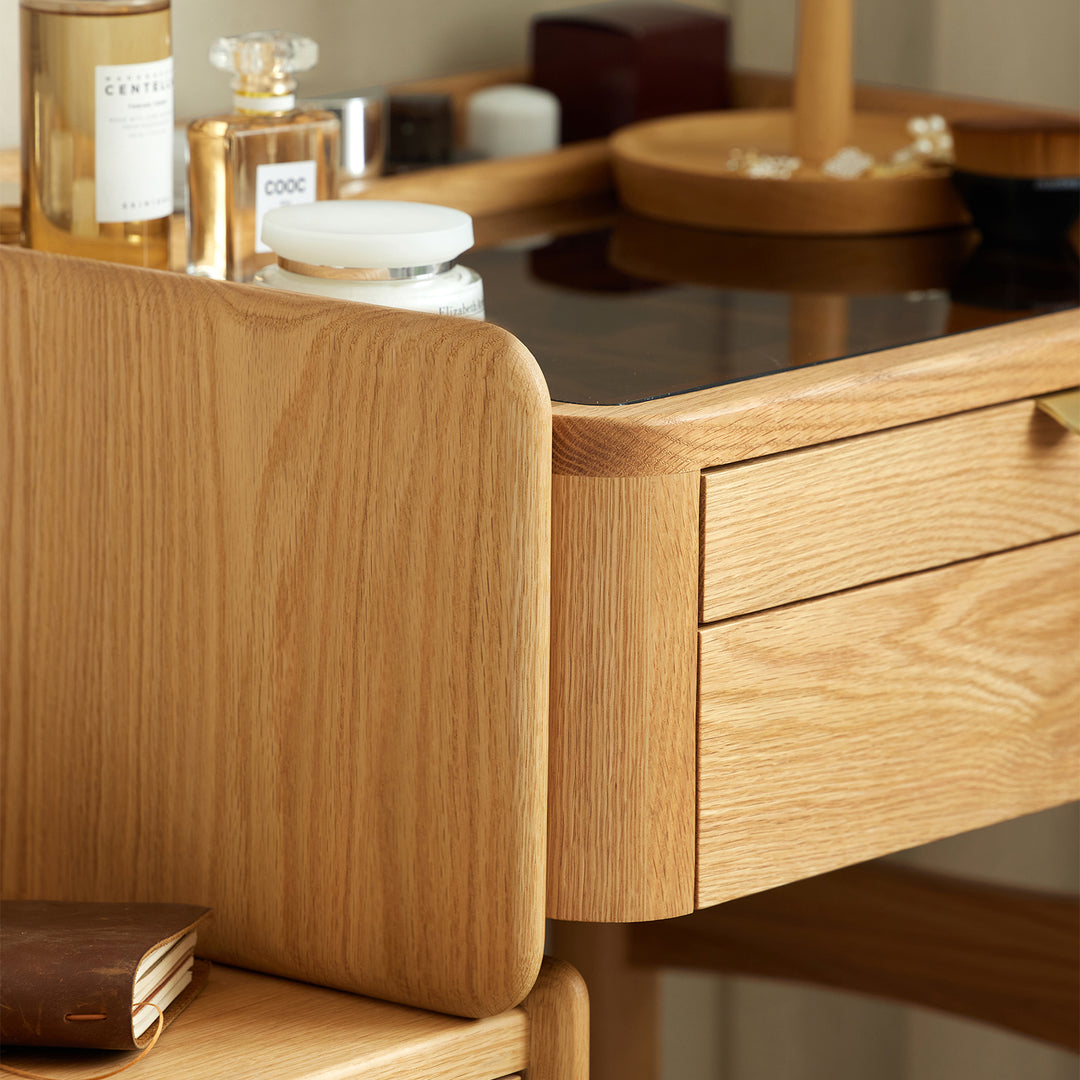 Scandinavian oak wood dressing table with chest of drawers pure detail 9.