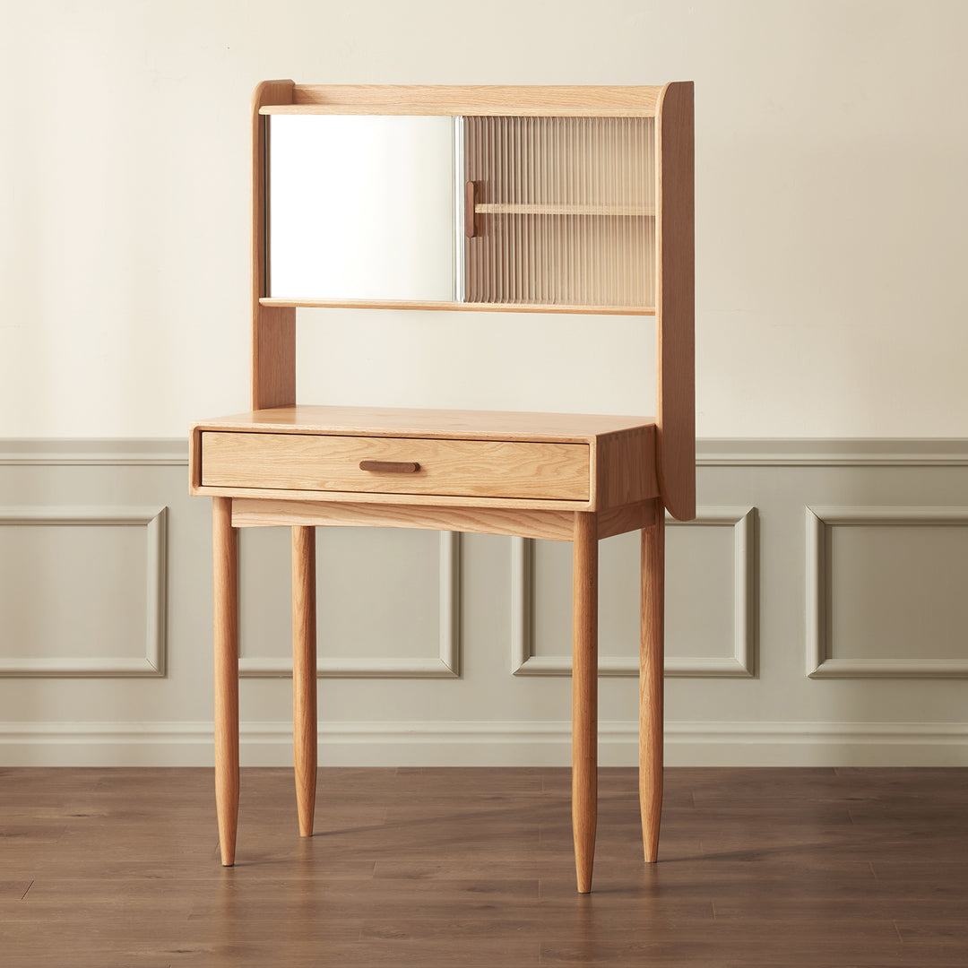 Scandinavian oak wood dressing table with mirror nia detail 3.