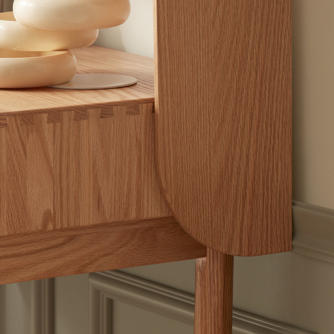 Scandinavian oak wood dressing table with mirror nia detail 8.